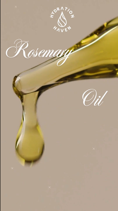 Close up of Rosemary hair oil in dropper. Stimulating, nourishing and soothing.